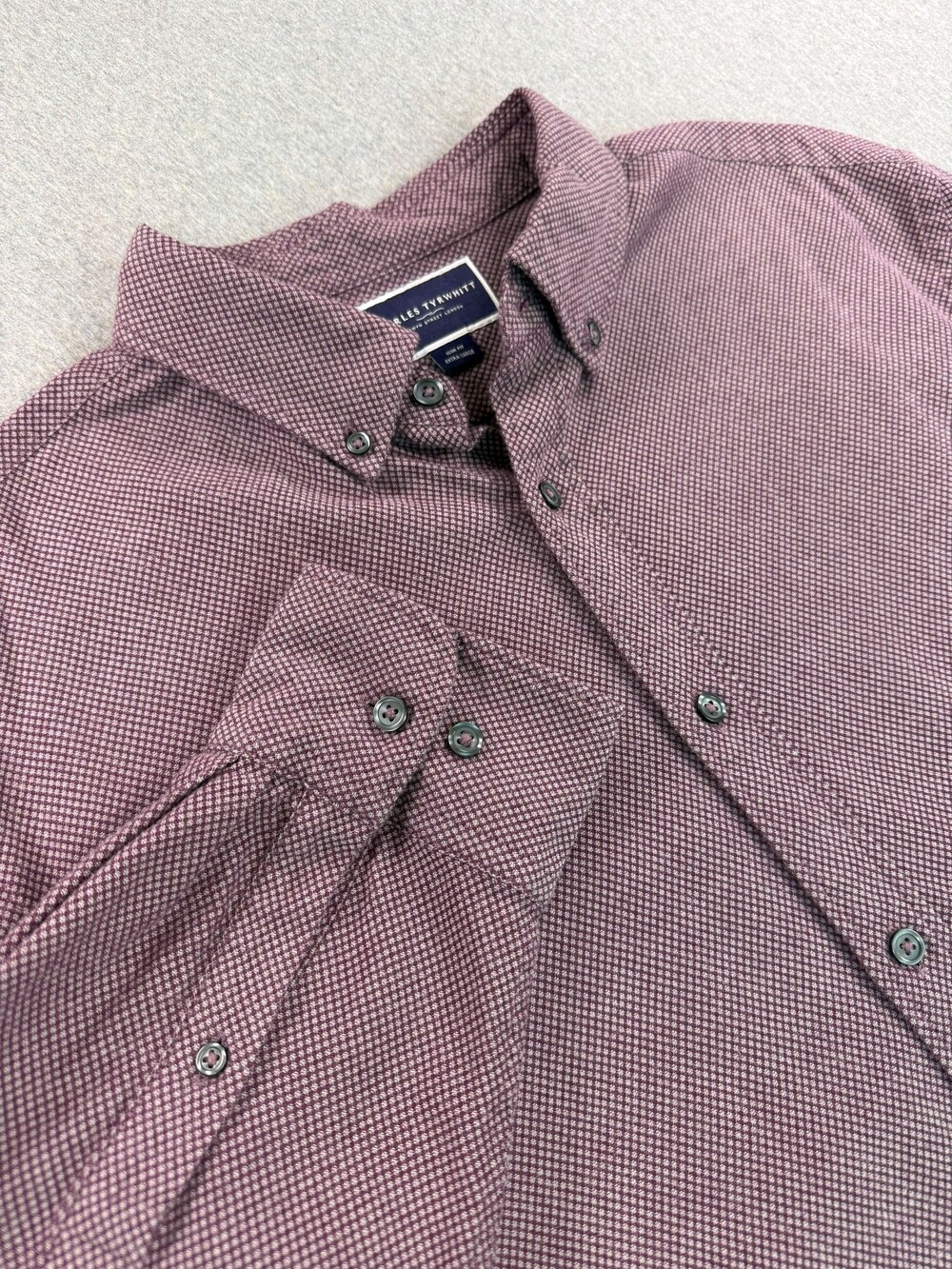 Charles Tyrwhitt Slim Fit Purple Micro-Check Button-Up Shirt